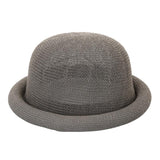 Maxbell Women Mens Summer Fedora Hat Beach Cuban Style Crimped Brim Hat Gray