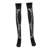 Maxbell Women Halloween Thigh High Long Stockings Over Knee Costume Skull Bones