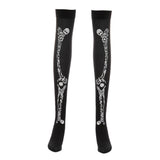 Maxbell Women Halloween Thigh High Long Stockings Over Knee Costume Skull Bones