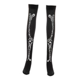 Maxbell Women Halloween Thigh High Long Stockings Over Knee Costume Skull Bones