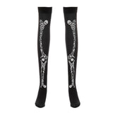 Maxbell Women Halloween Thigh High Long Stockings Over Knee Costume Skull Bones