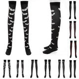 Maxbell Women Halloween Thigh High Long Stockings Over Knee Costume White Dot