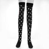 Maxbell Women Halloween Thigh High Long Stockings Over Knee Costume White Dot