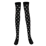 Maxbell Women Halloween Thigh High Long Stockings Over Knee Costume White Dot