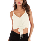 Maxbell Sleeveless Tank Tops Vest Casual V Neck Blouse Camisole for Summer  White L
