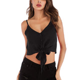 Maxbell Sleeveless Tank Tops Vest Casual V Neck Blouse Camisole for Summer  Black S