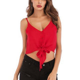 Maxbell Sleeveless Tank Tops Vest Casual V Neck Blouse Camisole for Summer  Red L