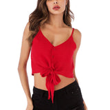 Maxbell Sleeveless Tank Tops Vest Casual V Neck Blouse Camisole for Summer  Red L