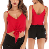 Maxbell Sleeveless Tank Tops Vest Casual V Neck Blouse Camisole for Summer  Red L