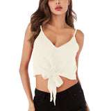 Maxbell Sleeveless Tank Tops Vest Casual V Neck Blouse Camisole for Summer  White M