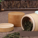 Maxbell Bamboo Storage Bottles Kitchen Tea Container Jar Cans Case Organizer Round C