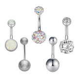 Maxbell 5 sets Steel Zircon Rhinestone Navel Ring piercing Jewelry  Silver