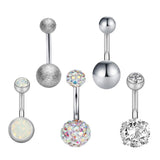 Maxbell 5 sets Steel Zircon Rhinestone Navel Ring piercing Jewelry  Silver