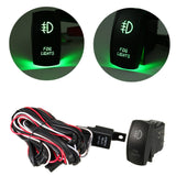 Maxbell 12V LED Fog Light Rocker On/Off Switch Wiring Harness 40A Relay Fuse  Green