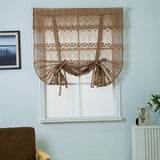 Maxbell Tie-Up Shade Lace Voile Curtain Cafe Net Curtains for Kitchen Coffee_L