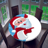 Maxbell Round Christmas Table Cover Cloth for 120cm Kitchen Tables Santa