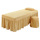 Maxbell Thicken Spa Bed Valance Sheet Cover with Face Breath Hole  Light Brown