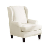 Maxbell Stretch Wing Back Chair Cover 2-Piece Wingback Sofa Slipcover White Grey