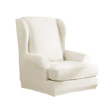 Maxbell Stretch Wing Back Chair Cover 2-Piece Wingback Sofa Slipcover White Grey