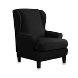 Maxbell Stretch Wing Back Chair Cover 2-Piece Wingback Sofa Slipcover Black