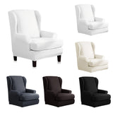 Maxbell Stretch Wing Back Chair Cover 2-Piece Wingback Sofa Slipcover White