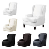 Maxbell Stretch Wing Back Chair Cover 2-Piece Wingback Sofa Slipcover White