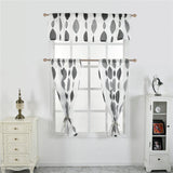 Maxbell 3pcs/set Kitchen Bathroom Window Sheer Tier Curtain & Valance Black