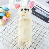 Maxbell Plush Toy Dog Shape Pen Organizer Pencil Case Bag Washable Beige