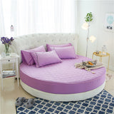 Maxbell Cotton Polyester Round Bed Fitted Sheet Bed Cover 200cm Dia Light Purple