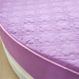 Maxbell Cotton Polyester Round Bed Fitted Sheet Bed Cover 200cm Dia Light Purple