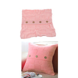 Maxbell 100% Cotton Cable Knit Button Throw Pillow Case 45x45cm Light Pink