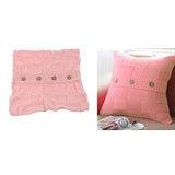 Maxbell 100% Cotton Cable Knit Button Throw Pillow Case 45x45cm Light Pink