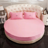 Maxbell Round Silk Cotton Mattress Cover Protector Bed Cover Sheet 200cm Light Pink