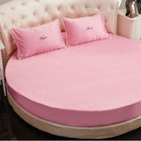 Maxbell Round Silk Cotton Mattress Cover Protector Bed Cover Sheet 200cm Light Pink