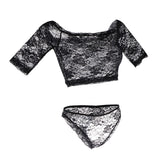 Maxbell Women Sexy Off Shoulder Crop Top Briefs Lingerie Set XXL