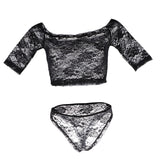 Maxbell Women Sexy Off Shoulder Crop Top Briefs Lingerie Set XXL