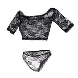 Maxbell Women Sexy Off Shoulder Crop Top Briefs Lingerie Set XXL