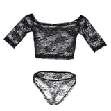 Maxbell Women Sexy Off Shoulder Crop Top Briefs Lingerie Set XXL