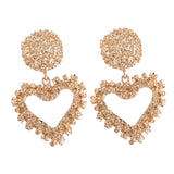 Maxbell Fashion Love Heart Earrings Drop Ear Studs Charms Women Jewelry Golden