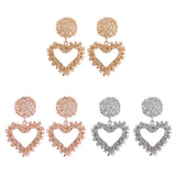 Maxbell Fashion Love Heart Earrings Drop Ear Studs Charms Women Jewelry Golden