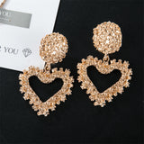 Maxbell Fashion Love Heart Earrings Drop Ear Studs Charms Women Jewelry Golden