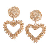 Maxbell Fashion Love Heart Earrings Drop Ear Studs Charms Women Jewelry Golden