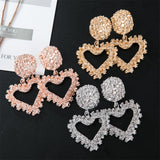 Maxbell Fashion Love Heart Earrings Drop Ear Studs Charms Women Jewelry Golden