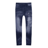 Maxbell Womens Fashion Denim Print Fake Jeans Seamless Full Length Leggings M