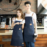 Maxbell Unisex Canvas Apron with Pockets Cafe Kitchen Cooking Painting Apron Bib Denim Blue