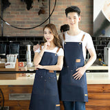 Maxbell Unisex Canvas Apron with Pockets Cafe Kitchen Cooking Painting Apron Bib Denim Blue