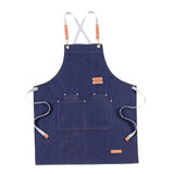 Maxbell Unisex Canvas Apron with Pockets Cafe Kitchen Cooking Painting Apron Bib Denim Blue