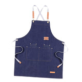 Maxbell Unisex Canvas Apron with Pockets Cafe Kitchen Cooking Painting Apron Bib Denim Blue