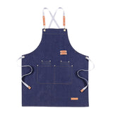 Maxbell Unisex Canvas Apron with Pockets Cafe Kitchen Cooking Painting Apron Bib Denim Blue