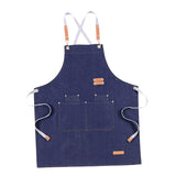 Maxbell Unisex Canvas Apron with Pockets Cafe Kitchen Cooking Painting Apron Bib Denim Blue